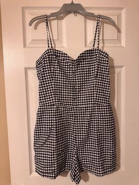 Abercrombie & Fitch Navy and White Gingham Romper